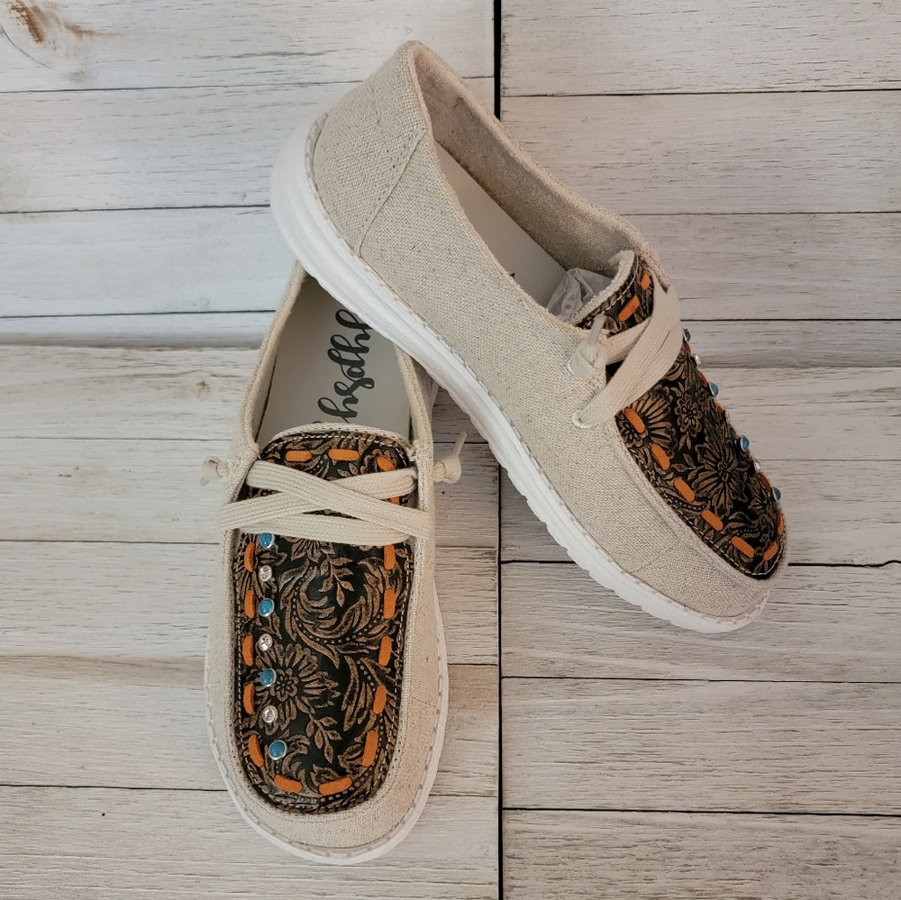 GYPSY JAZZ- VIVIAN NATURAL STUDDED SLIP ON SNEAKERS